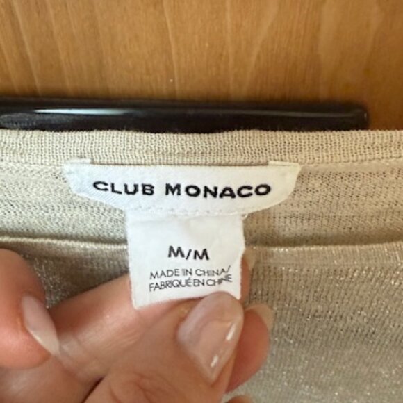 Pre-Loved Club Monaco Beige Metallic Linen Sweater - Size Medium - Picture 4 of 6